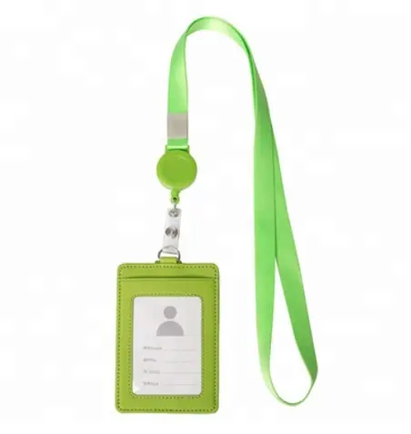 OEM Customized Printed lanyard badge green lanyard and id card holder