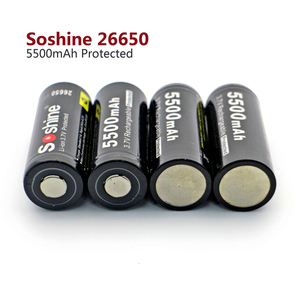 Original Soshine 5500mAh 3.7V 26650 Rechargeable Battery Li-ion Lithium Battery with Protected PCB for LED Flashlight