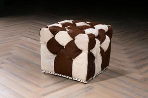 Pouf cube en cuir de vachette sur mesure, pouf en cuir marron, repose-pieds en peau de poney, repose-pieds <span class=keywords><strong>vintage</strong></span> - Product Image 3