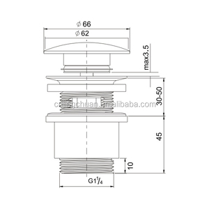 Bonde Ø 62 mm avec raccord cylindrique chromé, pour vasque sans trop plein - Product Image 2