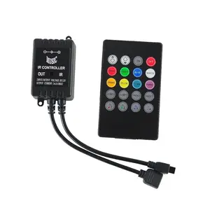 Pengontrol Musik Inframerah 20 Tombol, Pengontrol Sensor Suara IR Remote Kontrol untuk 5050 3528 5630 RGB Lampu Strip LED
