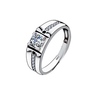 Anelli Nuziali in <span class=keywords><strong>Argento</strong></span> <span class=keywords><strong>925</strong></span> 5212 per Donna e Uomo, Anello di Fidanzamento alla Moda con Strass per Lui e per Lei - Product Image 2