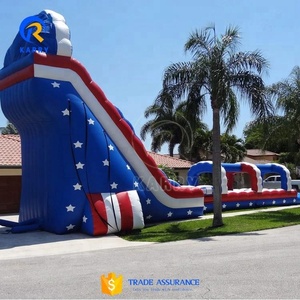 Ngoài trời thương mại USA cờ phong cách trượt nước <span class=keywords><strong>Inflatable</strong></span> với siêu dài trượt làn đường Hồ bơi bơm hơi trượt cho người lớn lâu đài bouncy - Product Image 3