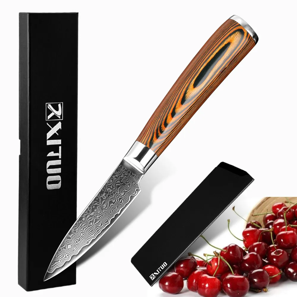 Cuchillo multiusos de acero de Damasco para cortar frutas, pelador de 3,5 pulgadas, a la moda, para carne de ternera, cocina, Chef, utilidad