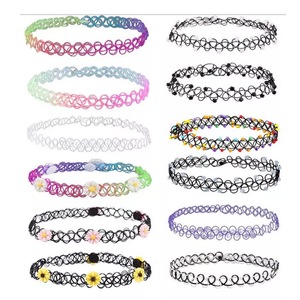 Colliers Vintage au ras du <span class=keywords><strong>cou</strong></span> pour femmes, Punk rétro gothique élastique, vente en gros, 17 km - Product Image 2