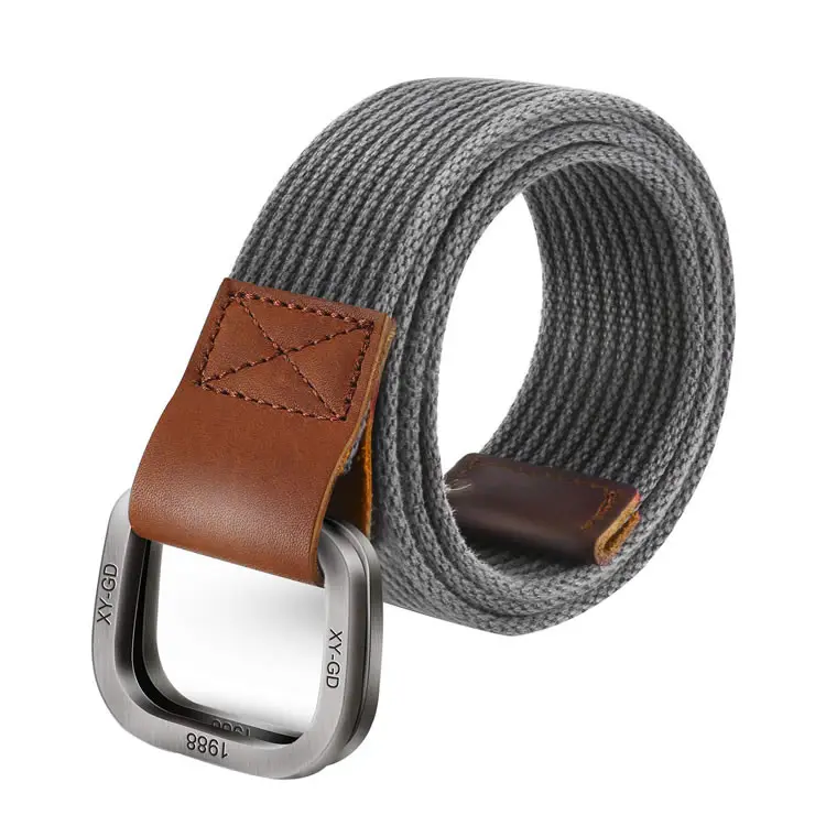 Ceinture en toile à Double anneau D pour homme, Style gris armée vert