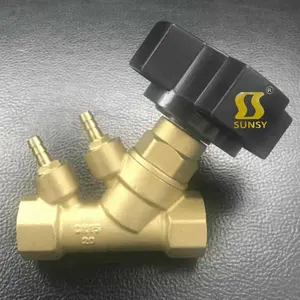 中国玉环顺水 sunsy 工厂 BSP 锻造女性男螺纹黄铜平衡阀与黑轮水平衡