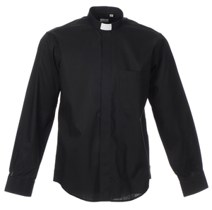 Chemise de clergé à col romain noir à manches courtes - Product Image 3