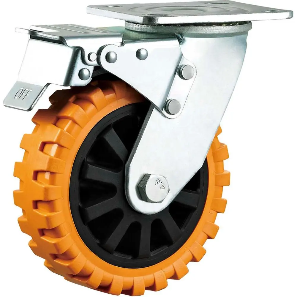 Полиуретановые ролики SS, колеса на колесиках 4 5 6 8 дюймов, оранжевые ролики