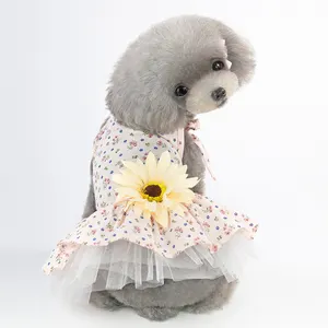 Lovoyager fashion puppy clothes pet apparel sweet floral dog dress for cat in low price