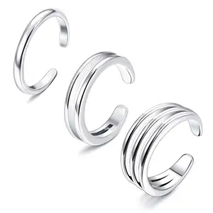 Minimalist ische Zehen ringe Einfacher dünner Bandring Verstellbar 925 Sterling Silber Trendy Damen Platin/14 Karat 18 Karat Gold/Roségold 30 Stk