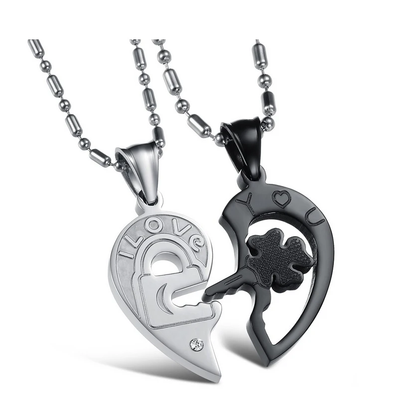 Zhongzhe Jewelry - Half Heart Puzzle Stainless Steel Necklace