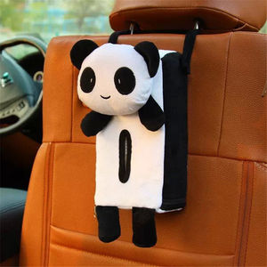 custom decoration car hanging plush animal panda car soft toy tissue box holder