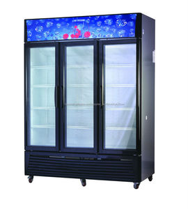Fábrica de equipo de refrigeración pantalla de tipo vertical 3 puerta del refrigerador puerta de cristal para el supermercado - Product Image 1