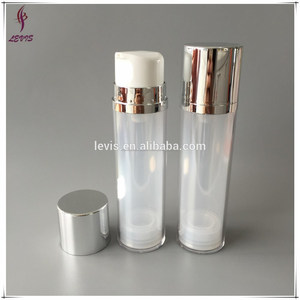 Doble pared de plástico 4 oz cosméticos botellas sin aire con tapa de plata - Product Image 1
