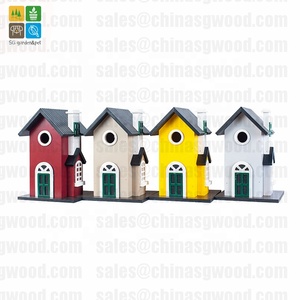 Ahşap kuş evi kafes delikli doğal renk bahçe dekoratif - Product Image 6