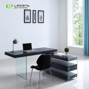 <span class=keywords><strong>Bureau</strong></span> d'ordinateur avec plateau <span class=keywords><strong>en</strong></span> <span class=keywords><strong>verre</strong></span> trempé transparent et pieds <span class=keywords><strong>en</strong></span> métal - Product Image 5