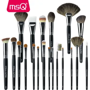 MSQ 20PCS Professional Black Makeup Brush Kit Premium Animal Hair Synthetic Hair With PVC Bag