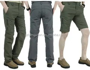 uomini pantaloni cargo breve staccabile esercito pantaloni verdi