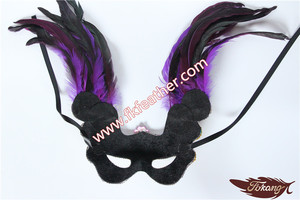 Pas cher Masques Vénitiens <span class=keywords><strong>Rose</strong></span> Rouge Cock Plume Partie Fournitures - Product Image 6