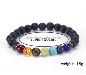 JTBR1001 braccialetto di perline colorate perline di pietra naturale Yoga energia curativa vulcanica pietra lavica 7 bracciale diffusore di Chakra - Product Image 6