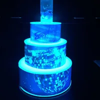 Présentoir à gâteaux LED joyeux anniversaire, enveloppé, sur 3 niveaux, avec une bouteille, présentateur, pour fête et boîte de nuit, diy