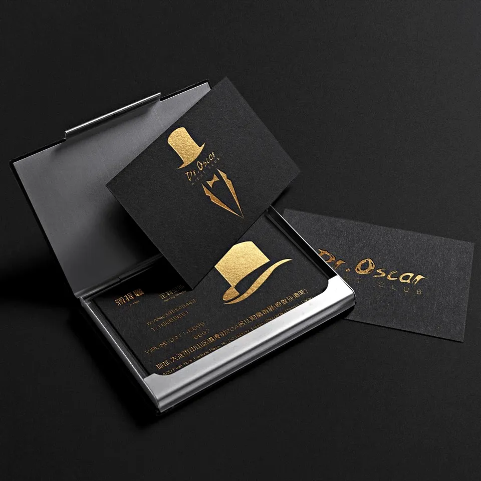 Hot Koop Luxe Aangepaste Logo Glanzende Gouden Folie Stempelen Papier Visitekaartje