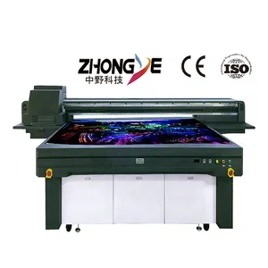 Factory price CMYK W V High precision Zhongye UV Flatbed printer