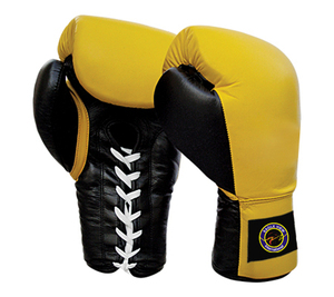 Équipement de boxe en cuir de vachette jaune et noir de 12 oz Arts martiaux et gants en PVC - Product Image 1