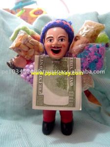 Ekeko en céramique artisanal des Andes, symbole de la chance du Pérou, décoration d'intérieur, 6 pouces - Product Image 1