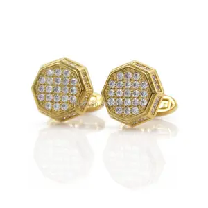 Gold silver jewelry shirt cuff links rhinestone cufflinks men's round cufflink