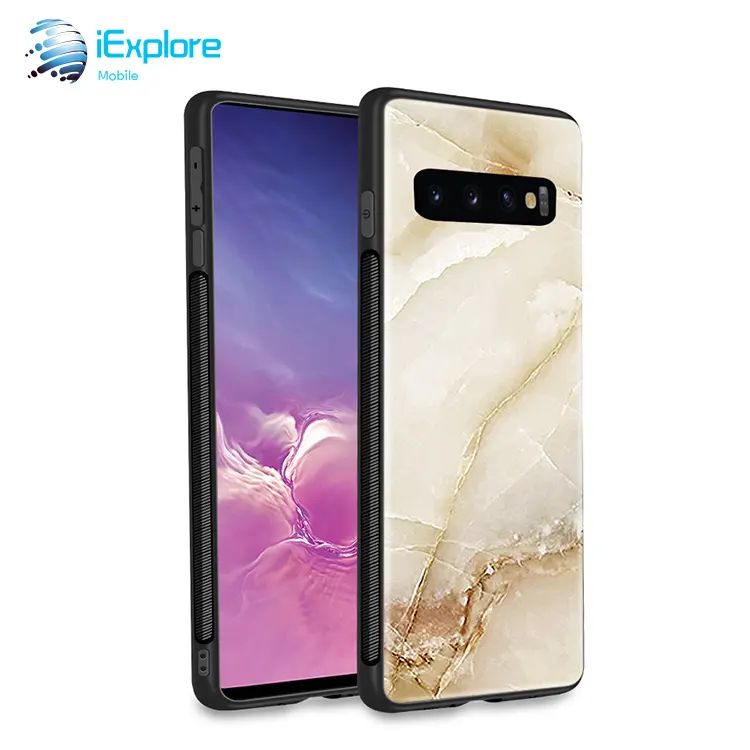 IExplore hersteller mode marmor muster gehärtetem glas telefon fall für Samsung S9 S10 S10 plus S10e M10 M20 A30iPhone 8 X XS