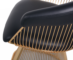 Chaise de mariage de haute qualité, chaise de salle à manger en fil d'or avec coussin de siège en PU, chaise de salon, sucette goldfinger - Product Image 5