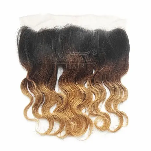 Online buy peruvian ombre weave human hair piece full lace front closure with baby hair 13x8 invisible free part lace frontal