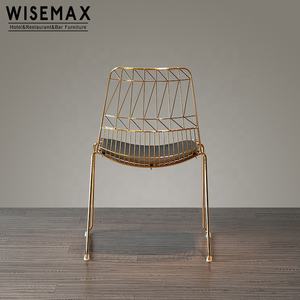 WISEMAX Chaise de luxe haute qualité pour café triomphe à la chaux Chaise de loisirs <span class=keywords><strong>bertoia</strong></span> chaise en métal maillé avec coussin en pu - Product Image 6