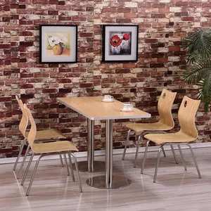 סגנון מודרני מזון מהיר סט ריהוט כיסא שולחן אוכל עם 4 מושבים מסגרת מתכת לשימוש מסעדה למכירה