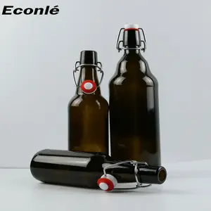 Econle beer growler glass bottle free 2000pcs 1 liter 32oz amber beer beer decal beverage swing top growler 32 oz amber beer