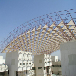 Structure de toit incurvée en acier à ossature spatiale supportant un tissu d'ombrage tendu - Product Image 6