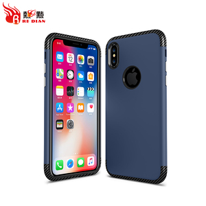 <span class=keywords><strong>A</strong></span> prueba de golpes dos en una caja del teléfono de la fibra del carbón para el iPhone X - Product Image 1