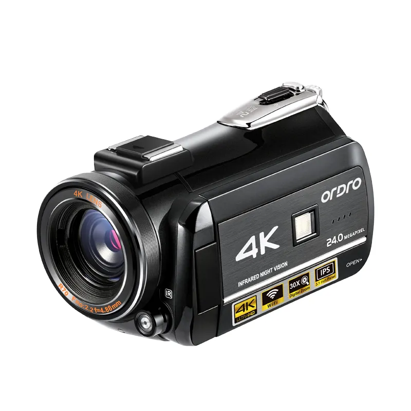 ORDRO 4K กล้องวิดีโออินฟาเรดพิเศษ,กล้องวิดีโอ Full Hd 30X ดิจิตอลซูมรองรับ WIFI กล้องถ่ายกลางคืน