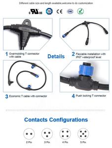 מחבר כבלים IP67 בצורת M16 T 10A / 300V מחבר t עמיד למים - Product Image 4