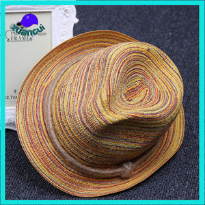papier de paille rouleau jusqu'à ras bord chapeau de soleil hommes bande Fedora Chapeaux avec corde de <span class=keywords><strong>chanvre</strong></span> - Product Image 2