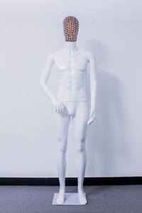 Maniquí de cuerpo completo para hombre, maniquí de moda con cabeza de metal, color blanco - Product Image 3