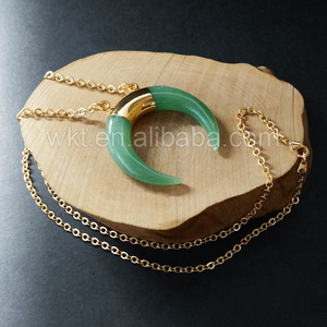 WT-N703 Commercio All'ingrosso di New crescent corno <span class=keywords><strong>collana</strong></span> di pietra <span class=keywords><strong>con</strong></span> doppio loop in oro placcato - Product Image 3