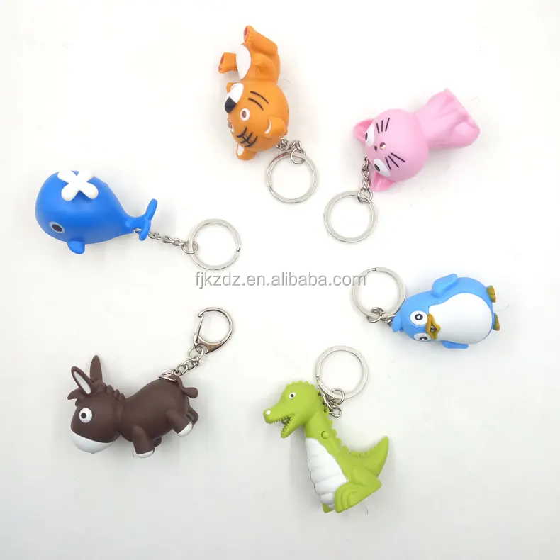 Keychain factory offer OEM design service, various animal styles sound led keychains