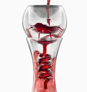 Großhandel New Hot Sale Handgemachte High Boro silicate Glas Rot Weißwein Dekan ter Set Wein Twister Belüfter Karaffe Auslauf