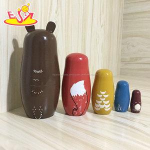 2018 venta al por mayor DIY matryoshkas 5 unids madera animial muñeca rusa para niños W06D104 - Product Image 5