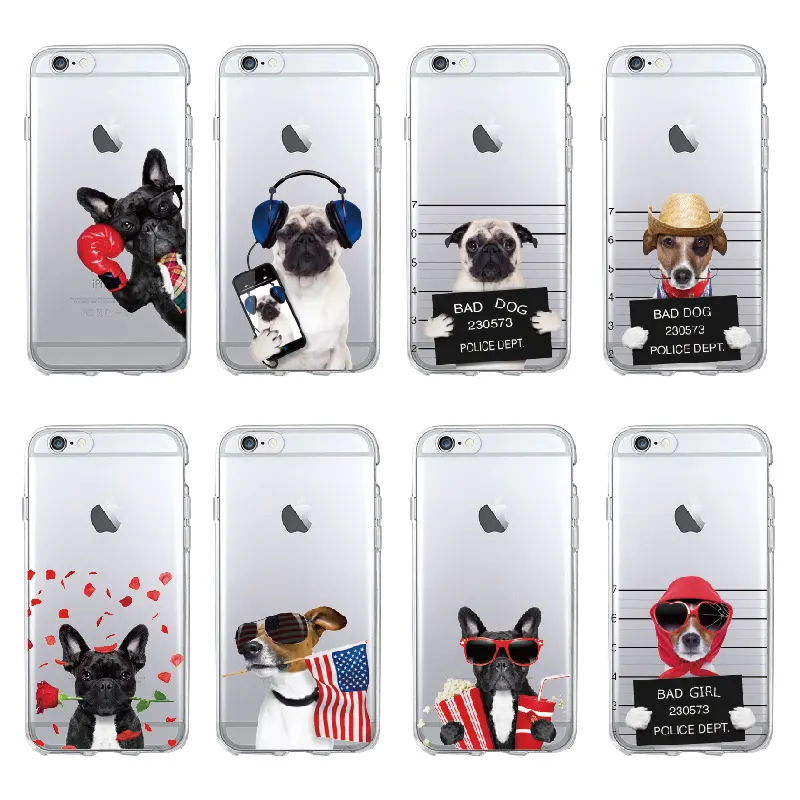 Cute Puppy Pug Cool French Bulldog Dog Soft Phone Case Coque Funda For iPhone 12 13 11 Pro Max 7 7Plus 6S 6Plus 8 8Plus X XS Max