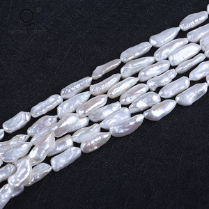 Perlas Naturales al por Mayor, Hebras de Perlas de Agua Dulce <span class=keywords><strong>Biwa</strong></span> con Perforación Recta (Forma Irregular, MOQ 2 Hebras) - Product Image 1