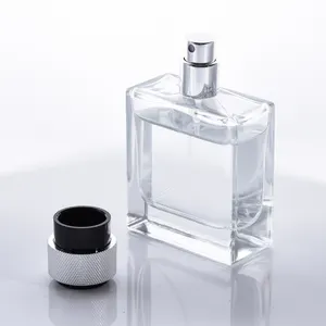厂家批发新款空油香水雾化器50毫升100毫升透明方形玻璃香水瓶带喷雾